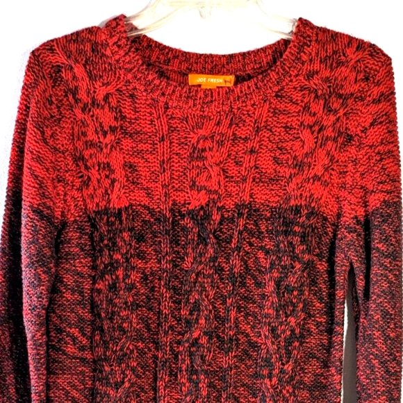 Joe Fresh Women's Knit Sweater Dress Ombre RED Black Long Sleeve Color B… - Picture 2 of 9